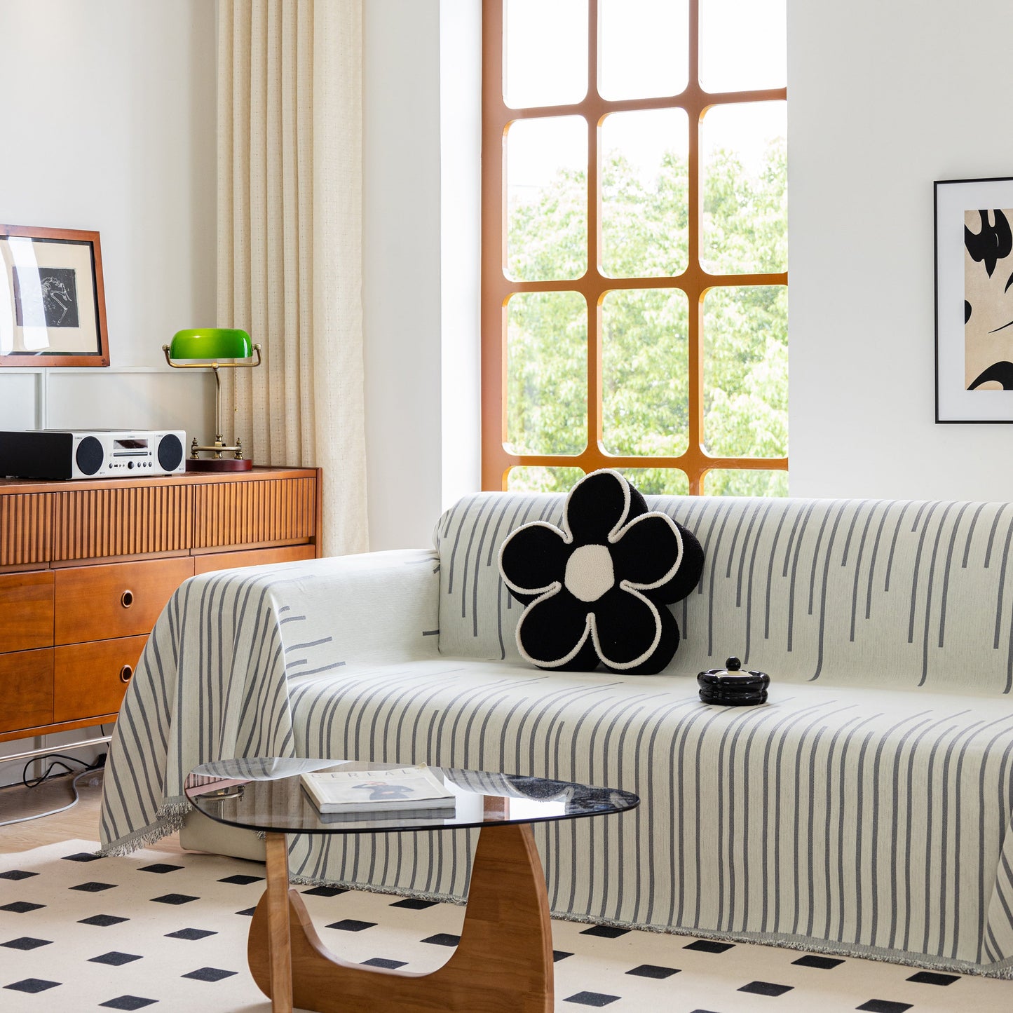 Boho Striped Jacquard Throw Sofa Slipcover Chenille Sofa Throws for Couches for Pets Kids Home Decor