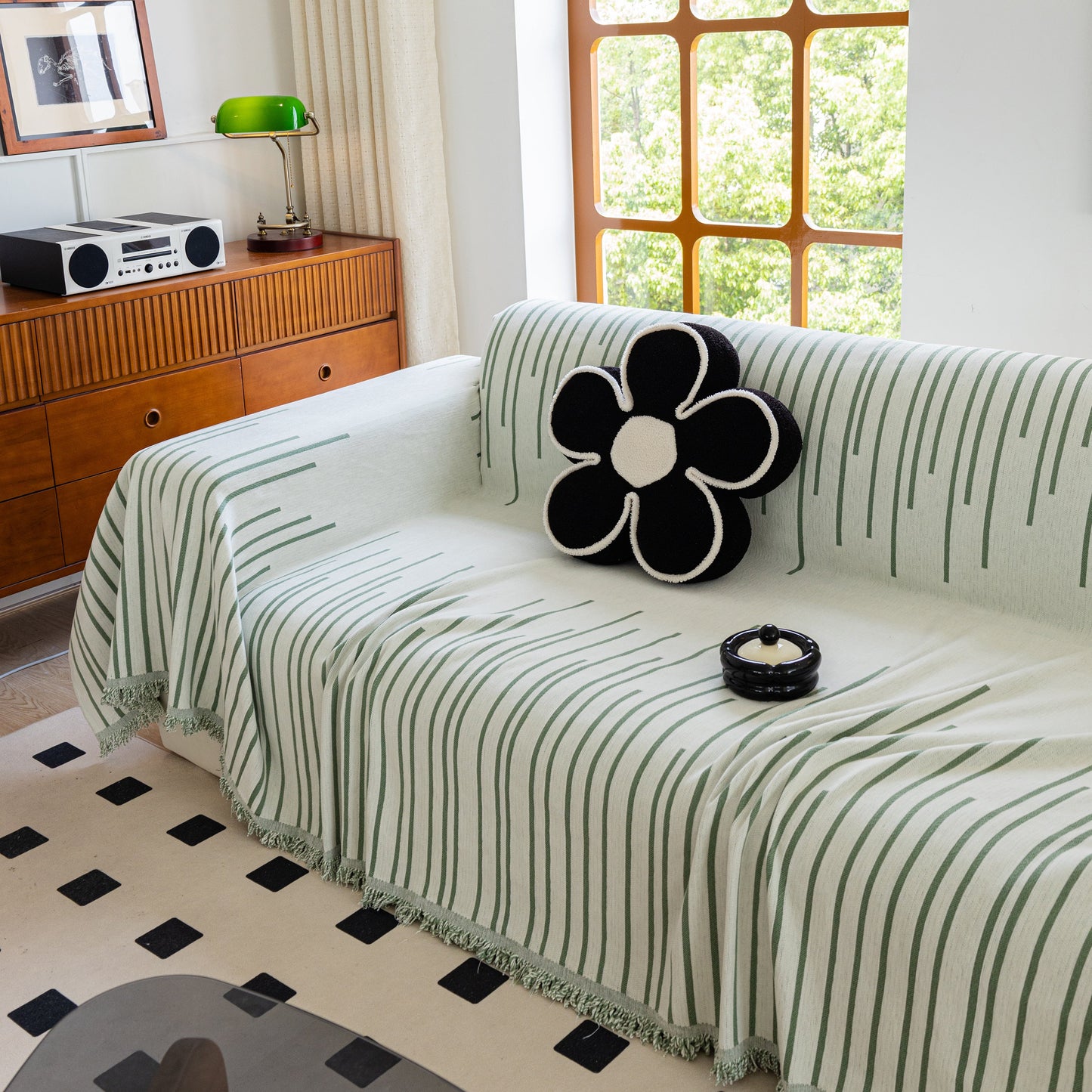 Boho Striped Jacquard Throw Sofa Slipcover Chenille Sofa Throws for Couches for Pets Kids Home Decor