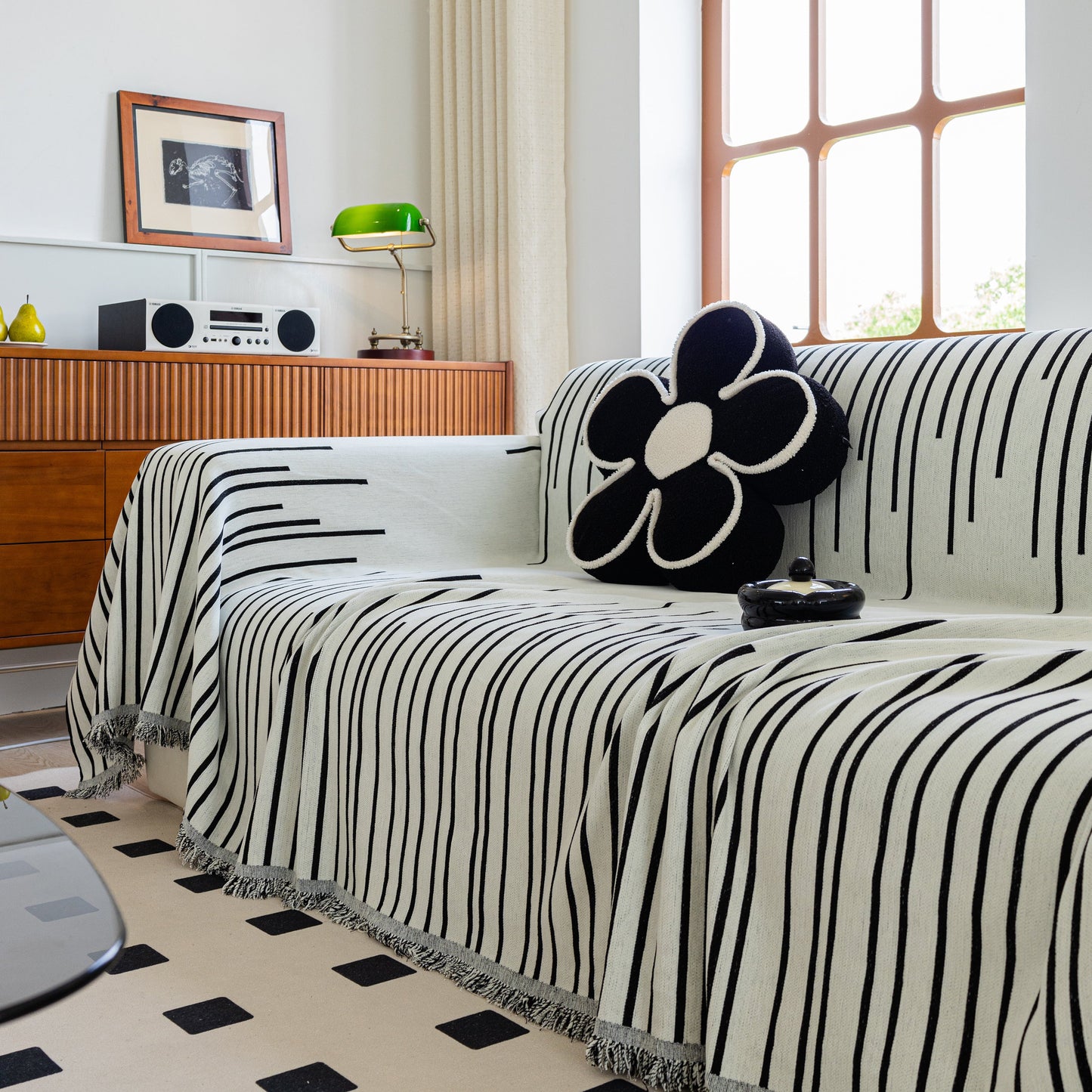 Boho Striped Jacquard Throw Sofa Slipcover Chenille Sofa Throws for Couches for Pets Kids Home Decor