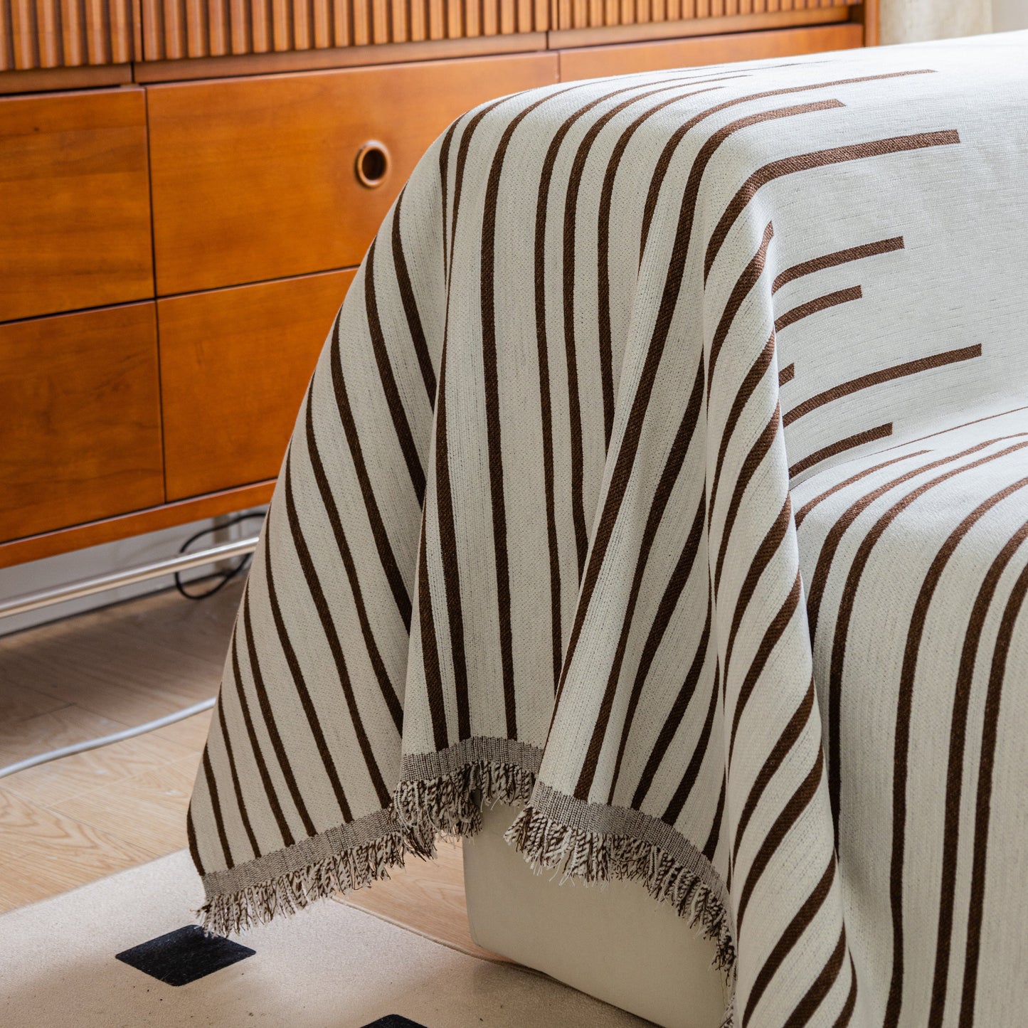 Boho Striped Jacquard Throw Sofa Slipcover Chenille Sofa Throws for Couches for Pets Kids Home Decor