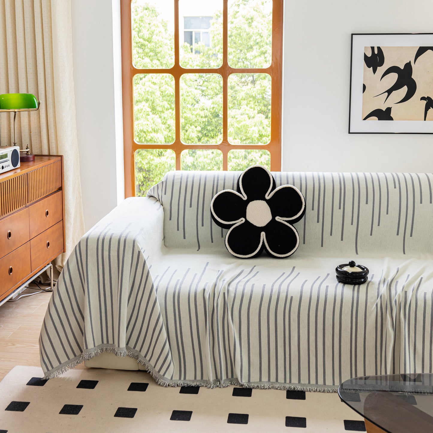 Boho Striped Jacquard Throw Sofa Slipcover Chenille Sofa Throws for Couches for Pets Kids Home Decor