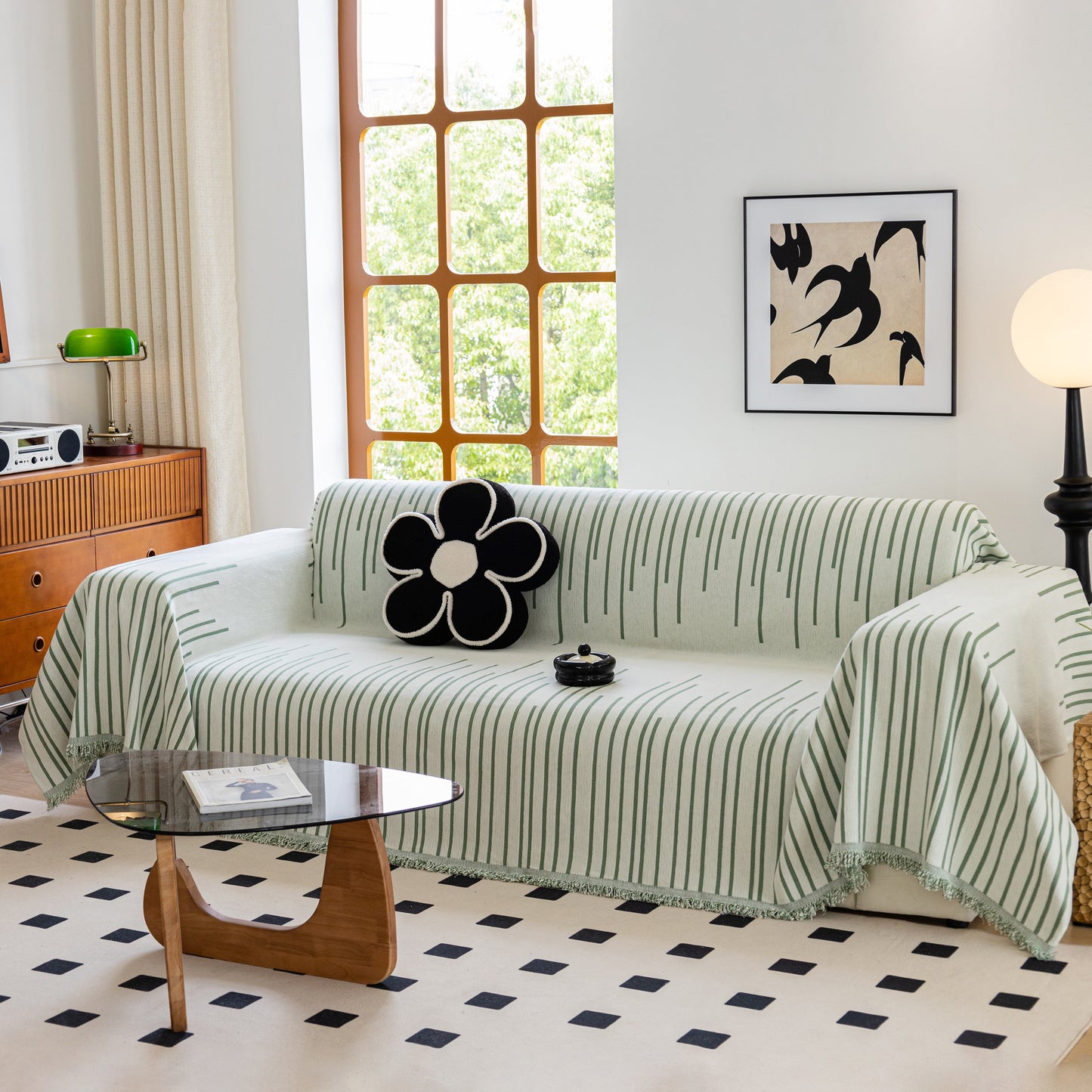 Boho Striped Jacquard Throw Sofa Slipcover Chenille Sofa Throws for Couches for Pets Kids Home Decor