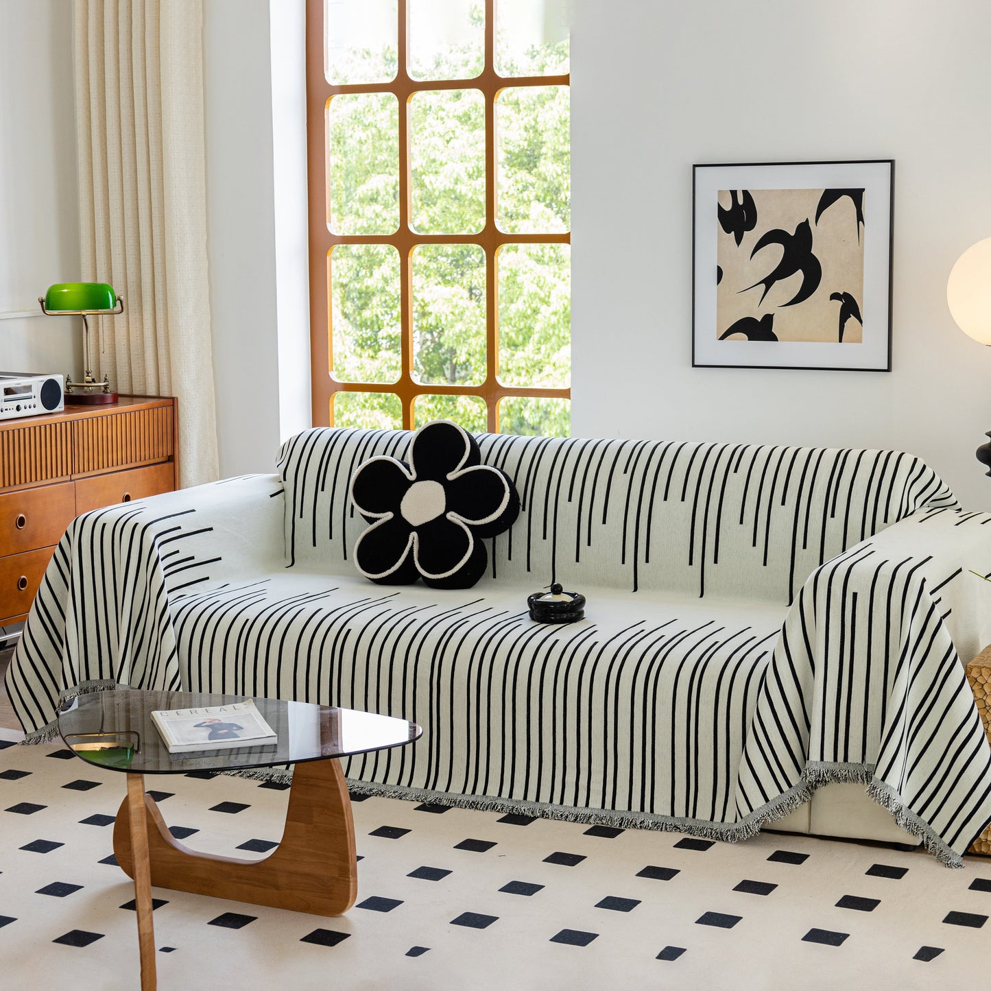 Boho Striped Jacquard Throw Sofa Slipcover Chenille Sofa Throws for Couches for Pets Kids Home Decor