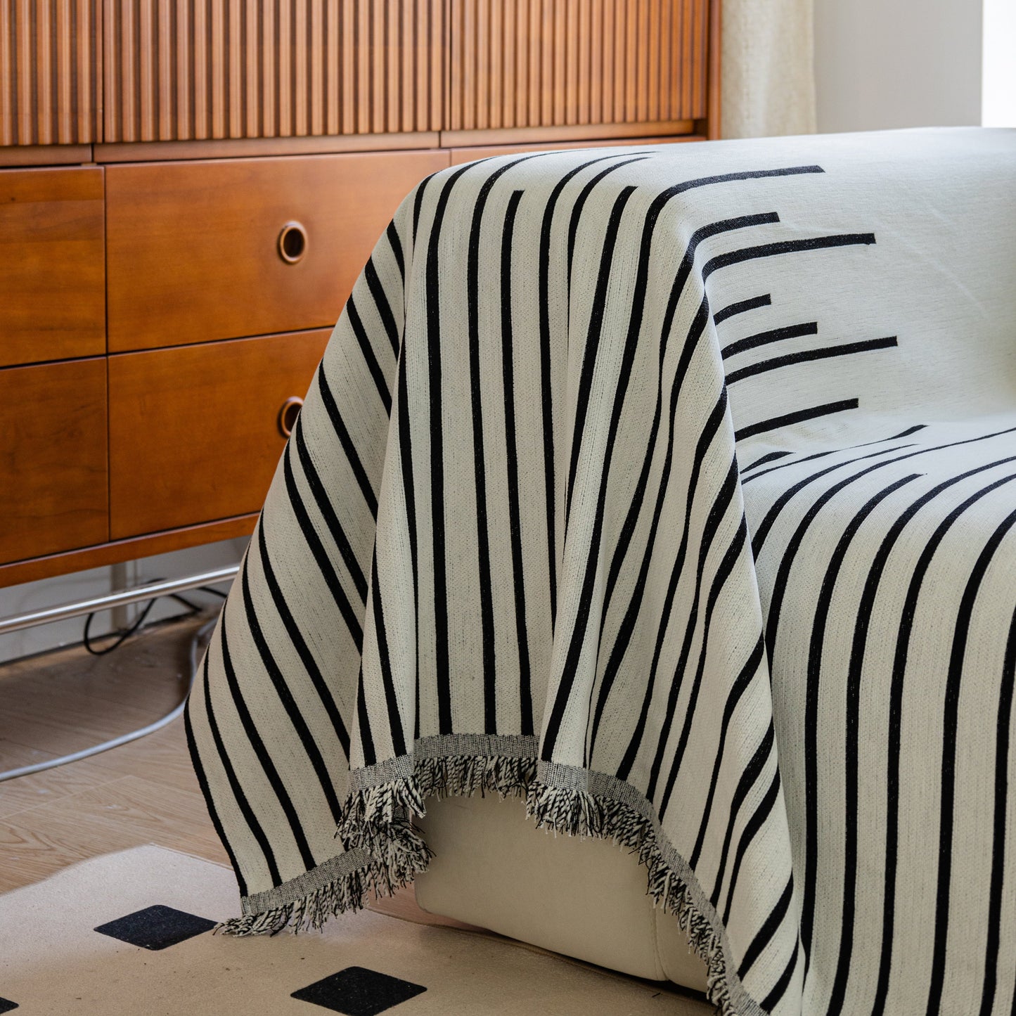 Boho Striped Jacquard Throw Sofa Slipcover Chenille Sofa Throws for Couches for Pets Kids Home Decor